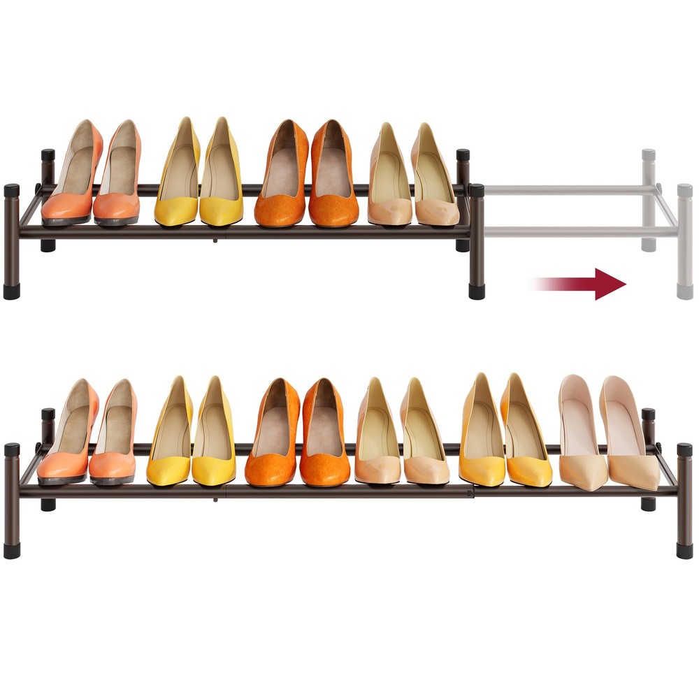 Expandable 1Tier Metal Shoe Rack 2841in Adjustable Stackable Organizer Bronze