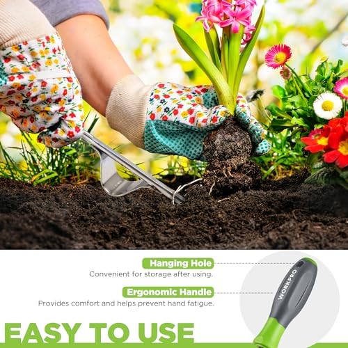 Weed Puller Tool, Metal Leverage Base and V-Shaped Forks for Easy Weed
