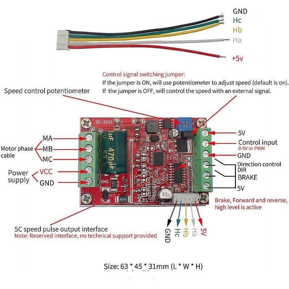 Motor Controller Brushless Brushless Motor Controller DC 12/24/48V Replacement