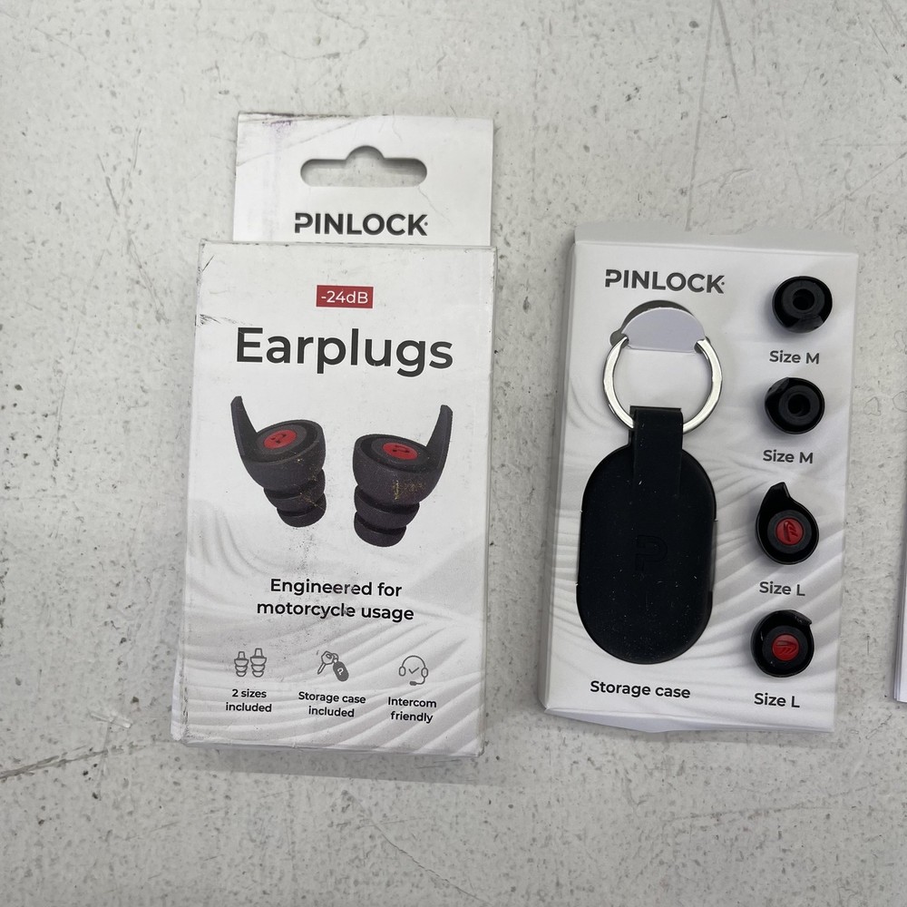 Pinlock Earplugs Medium Large Black 24dB Motorcycle Ear Plug Pack Keychain Case