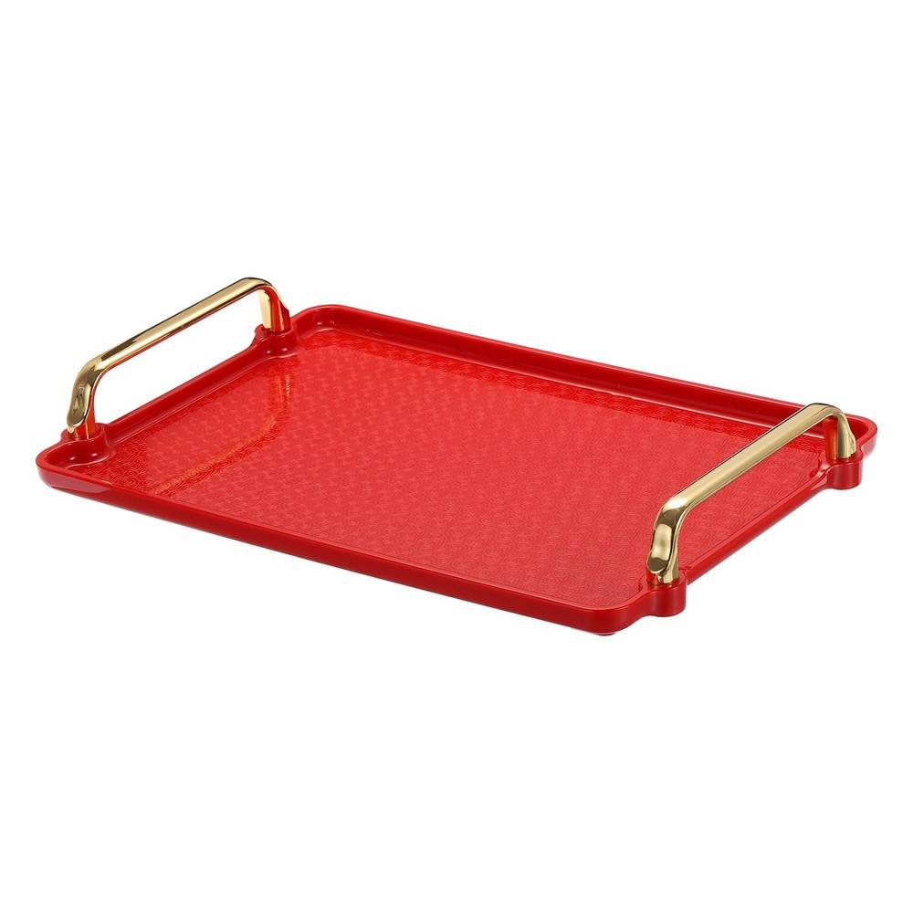 12.2" x 7.9" Modern Rectangular Decorative Tray Jewelry Platter, Red