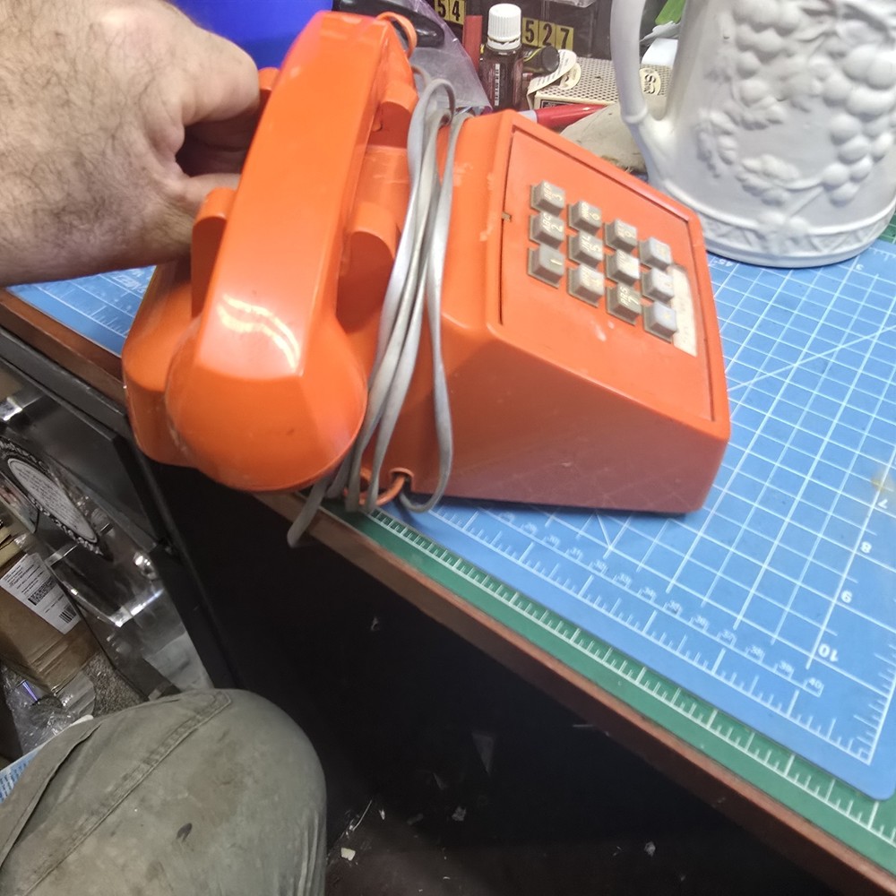 Original Rare ITT Orange Push Button Phone