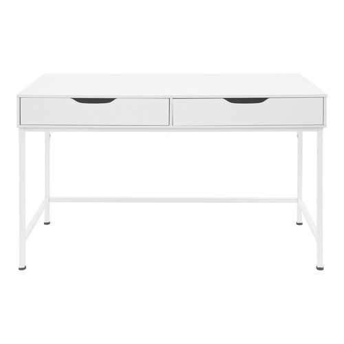 Computer Desk with 2 Drawers & Metal Frame Modern Study Writing Office Table