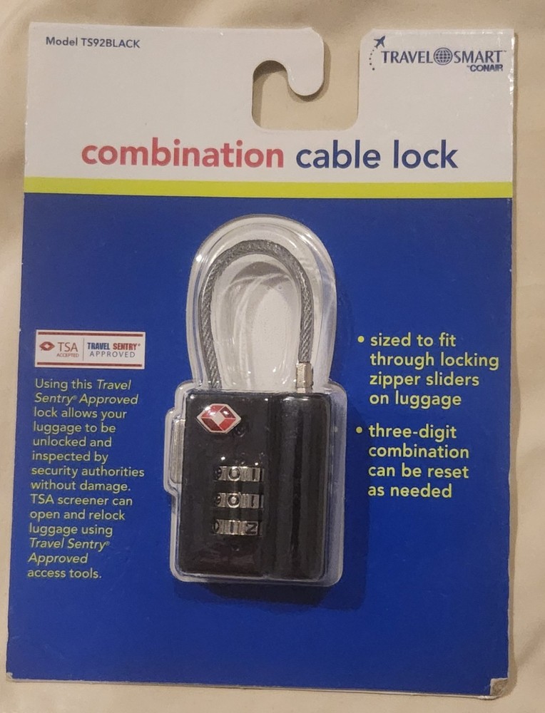 Travel Sentry Combination Cable Lock Model TS92BLUE NEW TSA Accepted