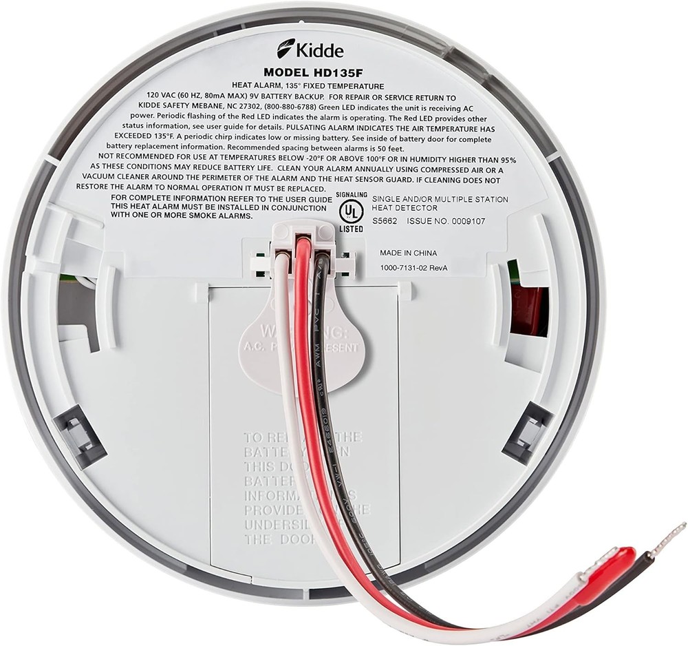 Hardwired Heat Detector with Battery Backup