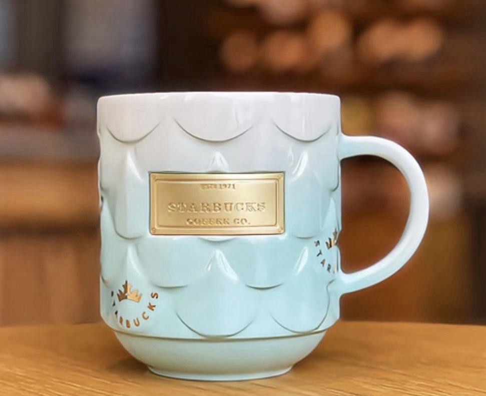 Starbucks Anniversary Seablue Collection Gradient Scale Pattern Mug 2022 385ml