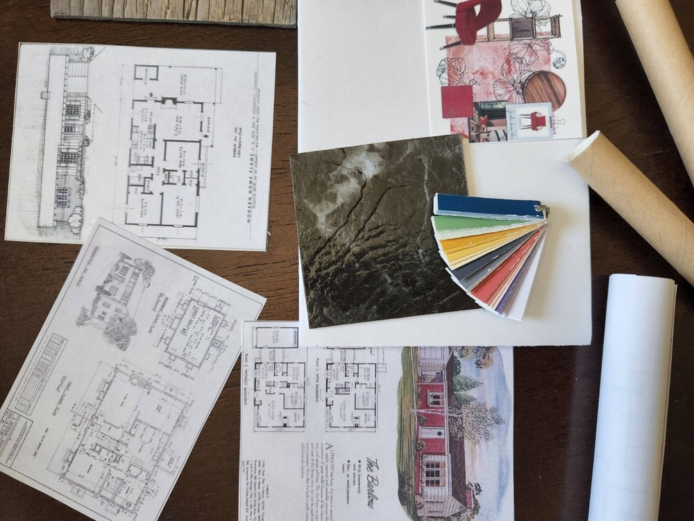 1/6 SCALE Mini Interior Design Set - Blueprints, Paint, Fabric, & Tile Samples