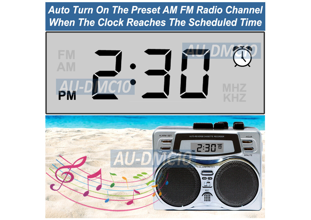 Multi-Functions AM FM Walkman Cassette Player Recorder With Digital Clock