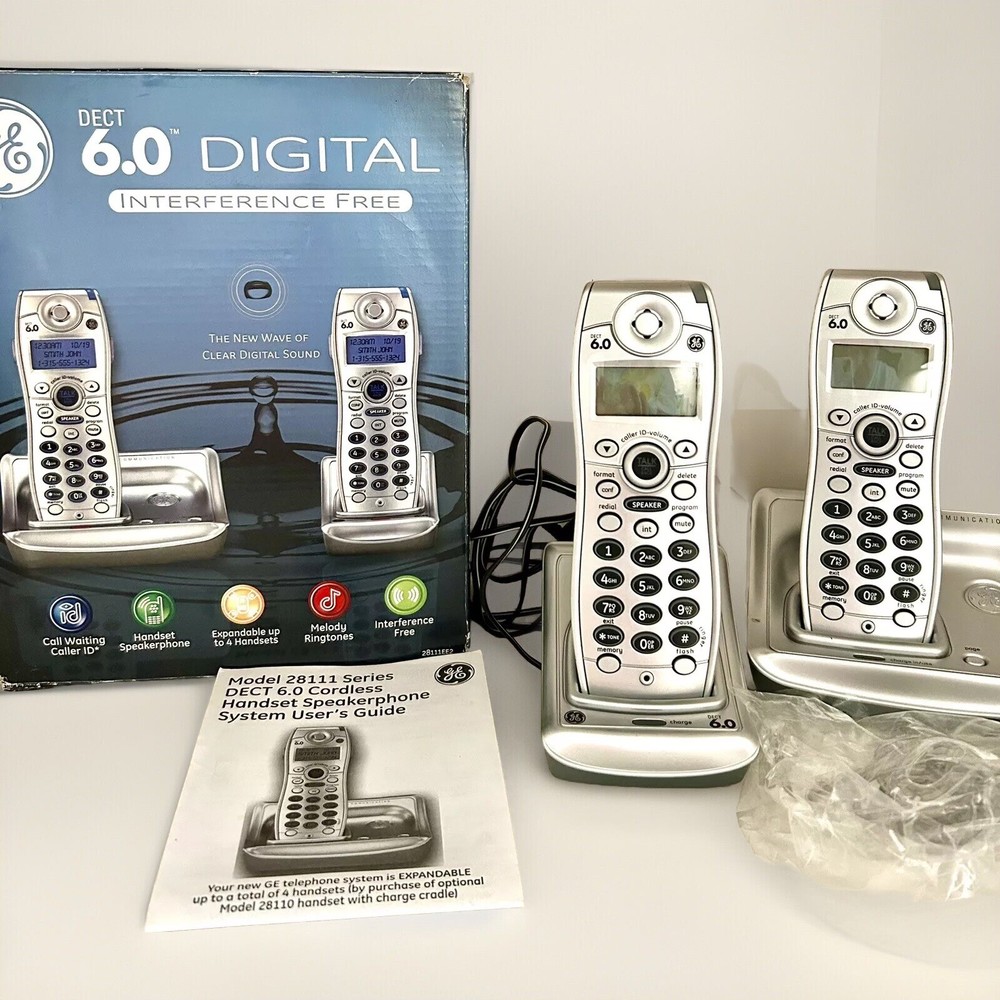 GE 6.0 Digital Phone Handsets #28111EE2 Two Handsets Has User Guide In Box.