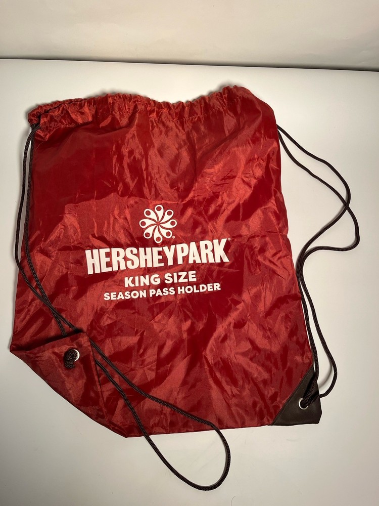 Hershey Park Season Pass Holder Bag King Drawstring Backpack Chocolate World HTF