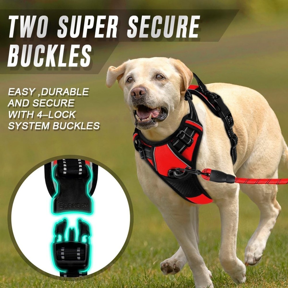 Lightweight No Rip Nylon Dog Harness with Easy Control Handle for Large Breeds