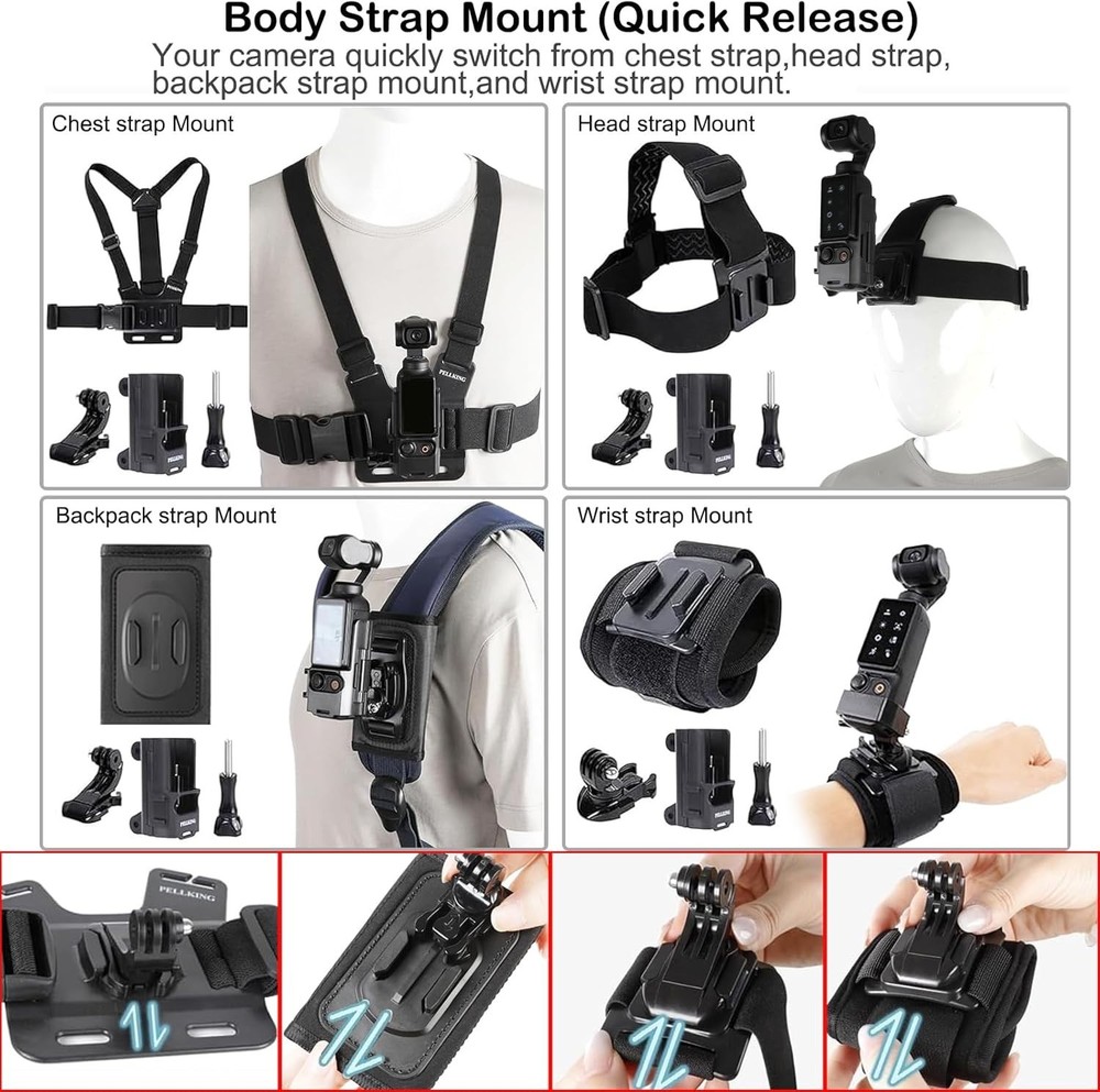 Comprehensive Non-Electronic Accessory Kit for Osmo Pocket 3 with Carry Case