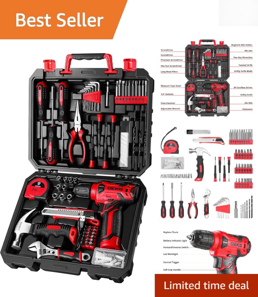Comprehensive 126-Piece Tool Set with 8V Cordless Drill for Every Home Project