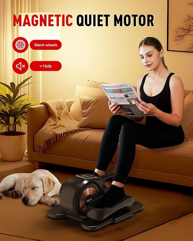 HARISON Under Desk Elliptical Machine with Multi-Functional LCD Display
