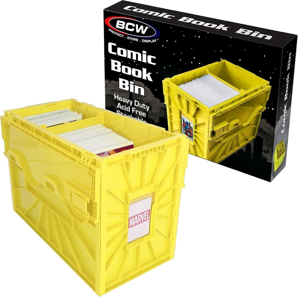 1 BCW Yellow Short Comic Book Bin - Heavy Duty Acid Free Plastic Stackable Box