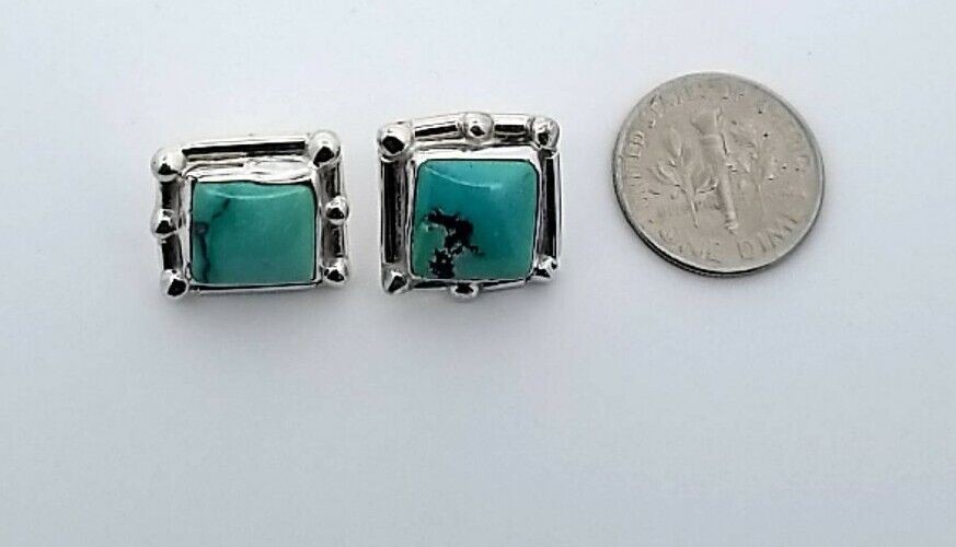 S.Jack Sterling Silver & Turquoise Square Earrings 6.3 Grams