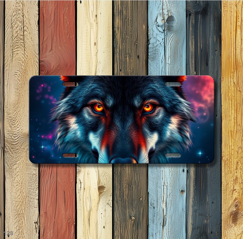 Hyperrealistic Wolf License Plate Optional Text Decorative Plate Gift Idea