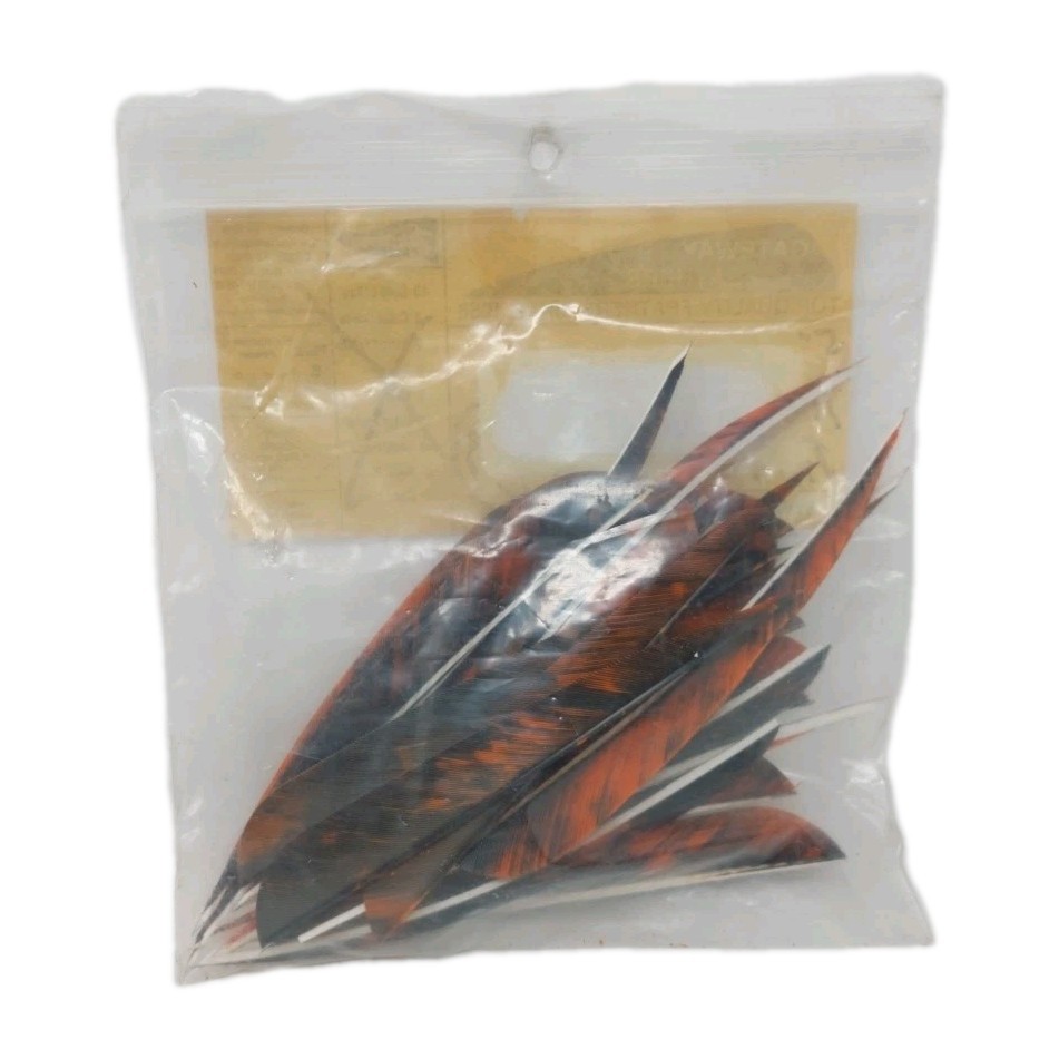 28 Count Gateway Feathers 5" Right Wing: Parabolic Camo Tre Orange