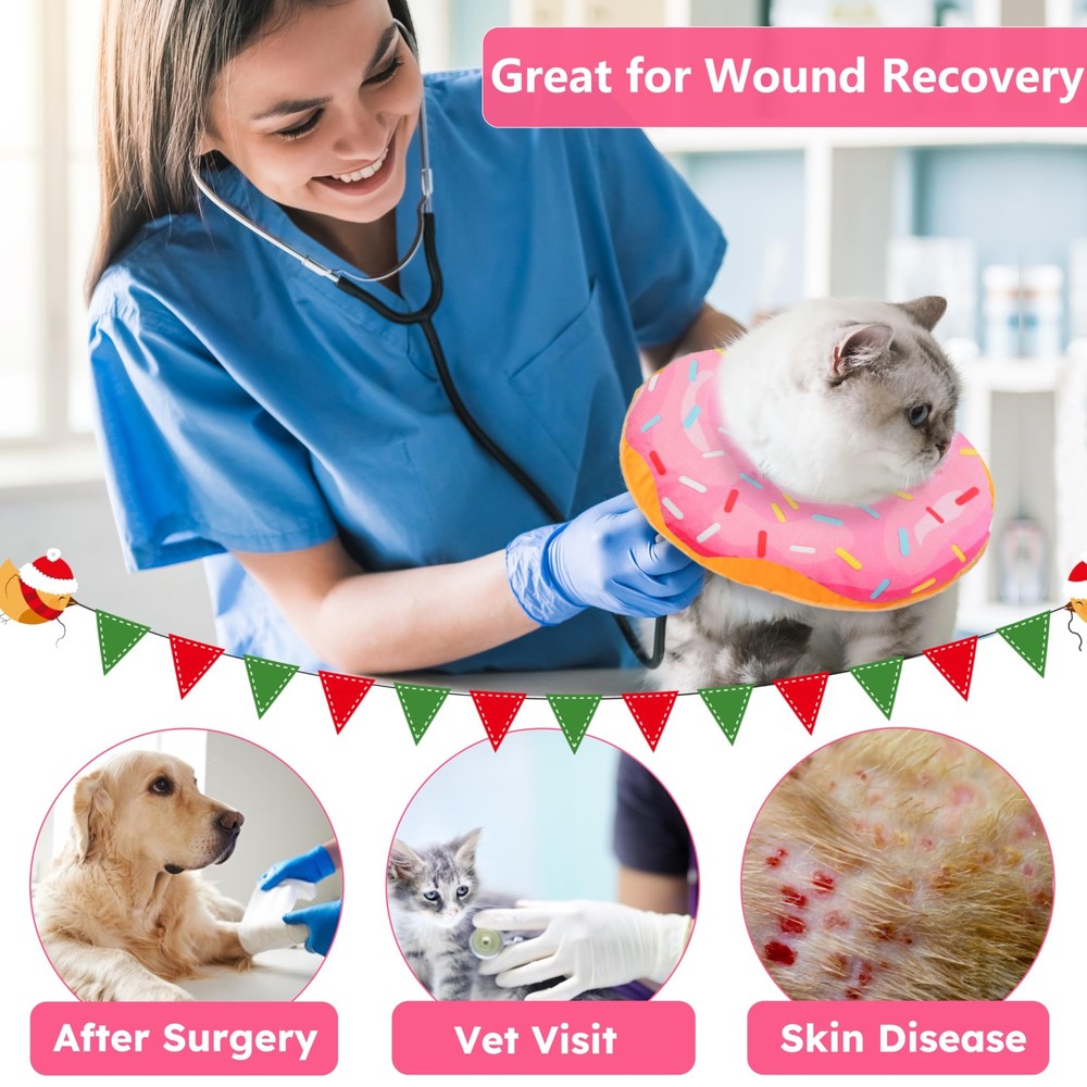 Soft Cat Cone Collar Adjustable Recovery Donut for Kittens