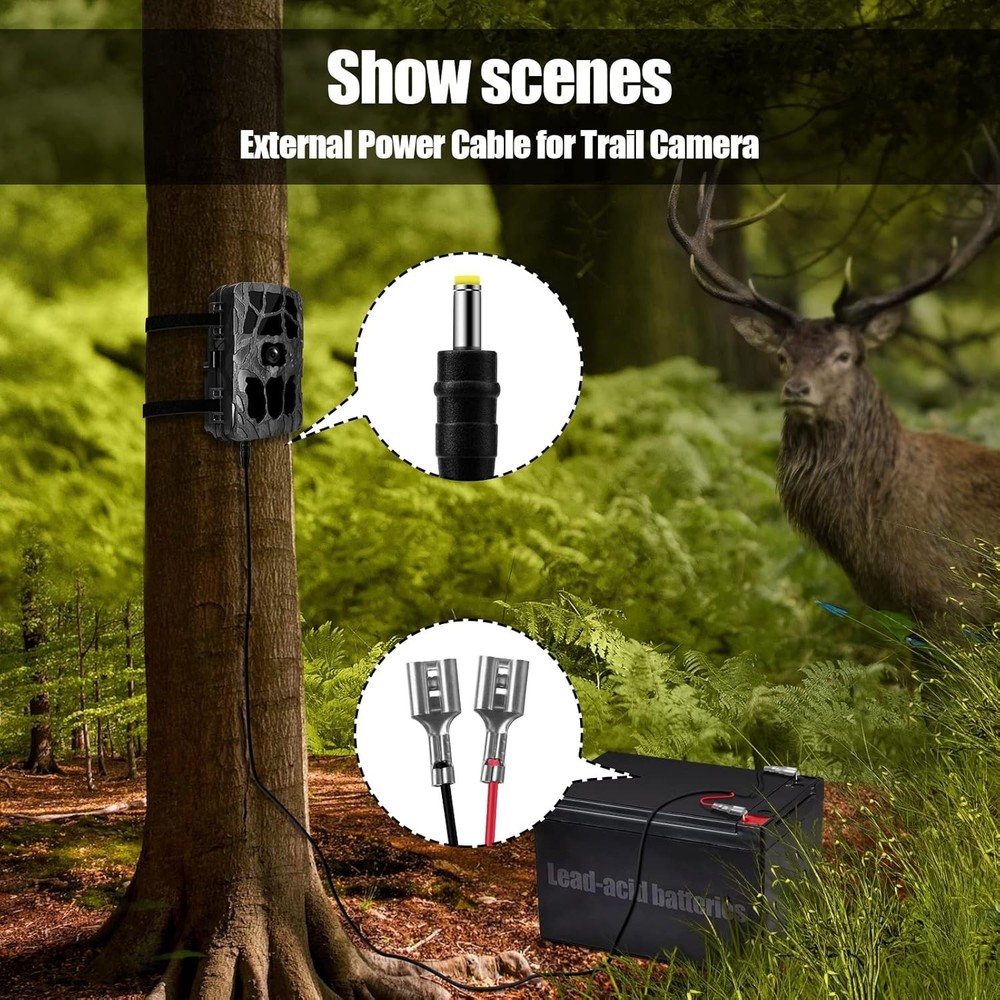 Durable 2-Pack Trail Camera Power Cable - Reliable DC Connection, 1.46A Capacity