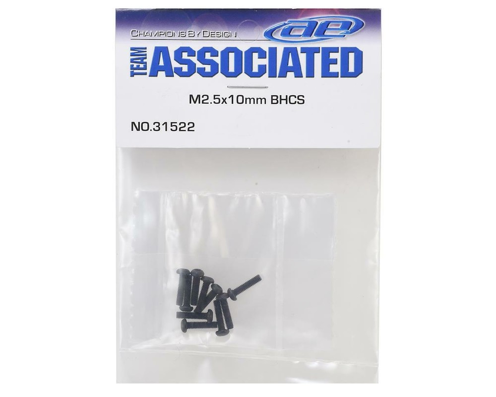 Team Associated 2.5x10mm Button Head Hex Screws (10) [ASC31522]