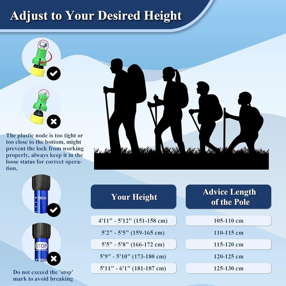 Durable 51.2" Collapsible Trekking Poles with Quick Lock & Anti-Shock System