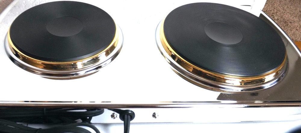 New Command Performance Gold Electric Double Burner Table Top MK-307F NIB