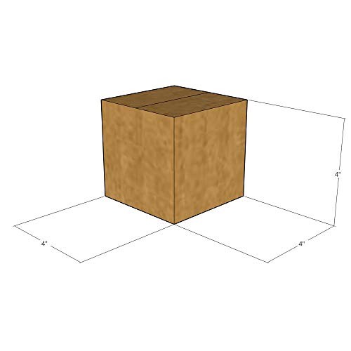20 4x4x4 Kraft Brown Corrugated Shipping Boxes Multi-Depth 32 ECT Single-Wall