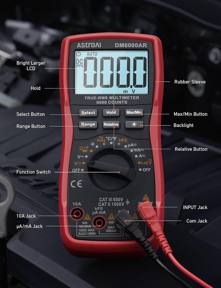 AstroAI Digital Multimeter TRMS 6000 Counts Volt Meter Ohmmeter Auto-Ranging Tes