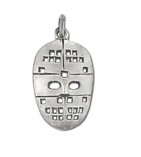 Sterling Silver Oxidized Hockey Mask Pendant