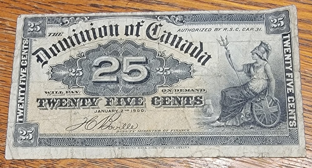 1900 CANADA 25¢ NOTE  T-BAG