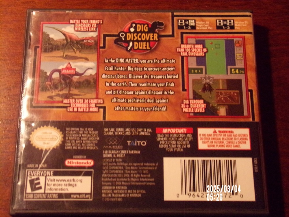 Dino Master: Dig, Discover, Duel (Nintendo DS) CASE ONLY - NO GAME - Authentic