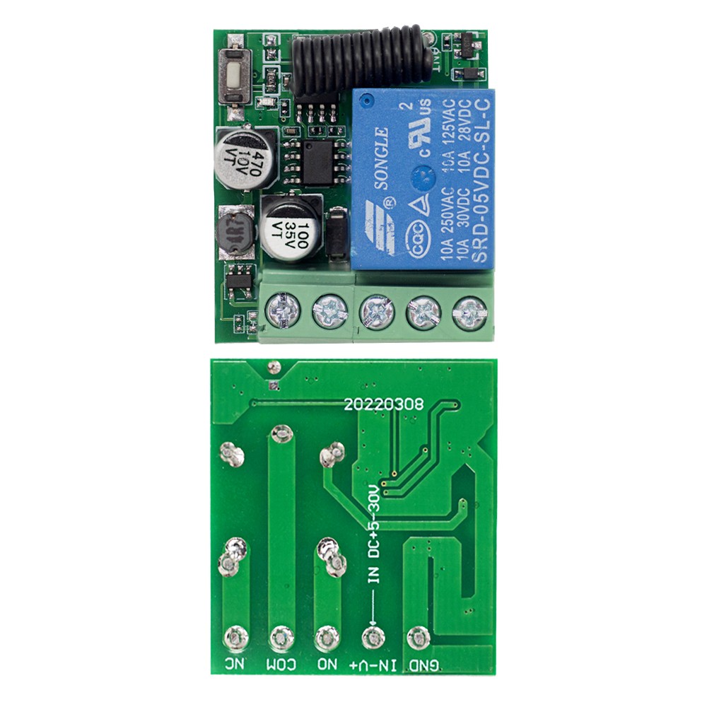 433Mhz DC5-30V 1CH Universal Wireless Remote Control Switch Relay Receiver Kit S