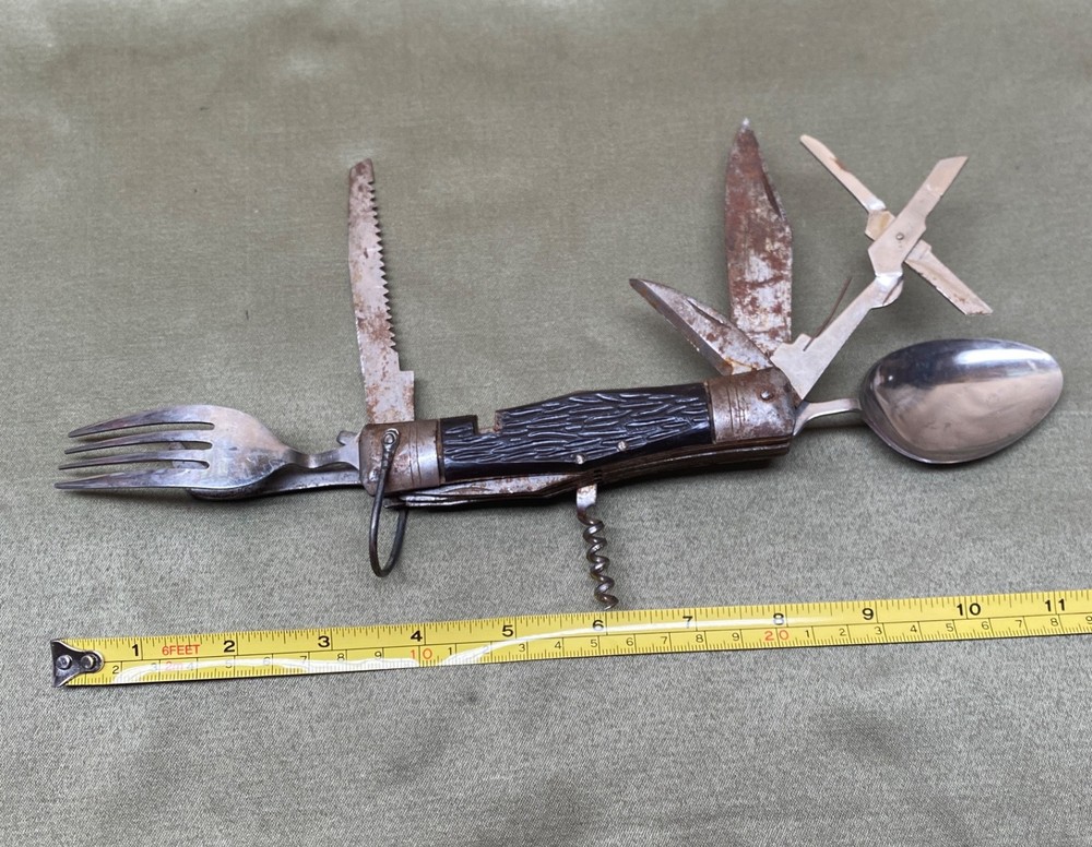 Rustic Camping Folding Utility Knife Spoon Fork | Rustic Utensil Display