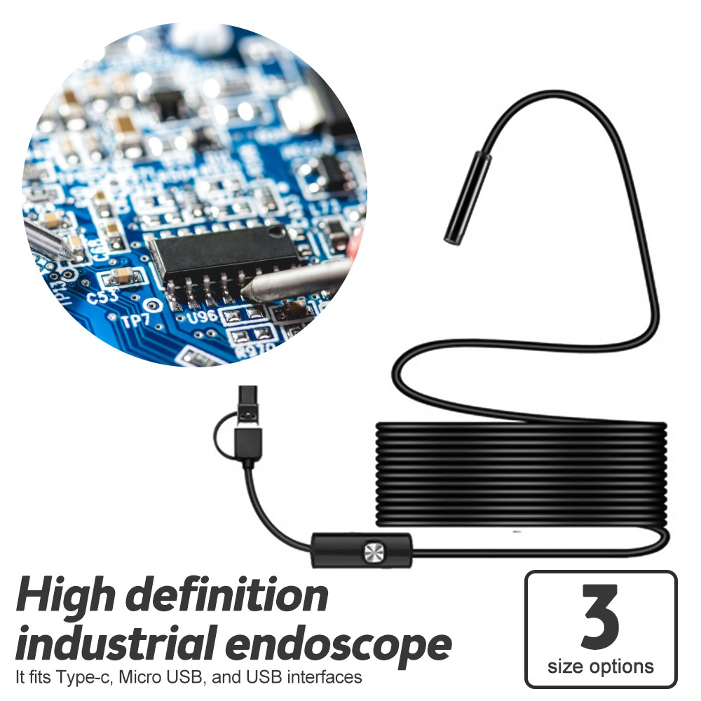 3in1 Borescope Endoscope 6LED Inspection Scope Camera For Android Cell Phone/PC
