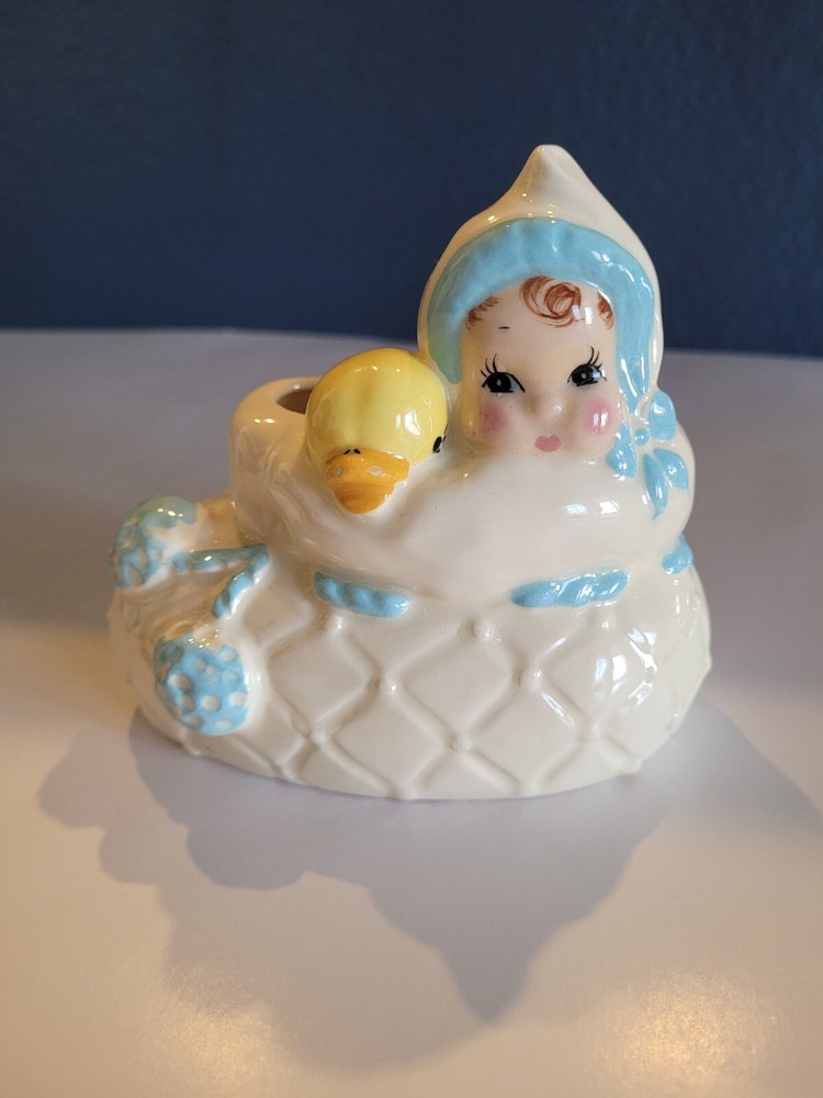 Vintage Baby And Duck Kitsch Boot Planter