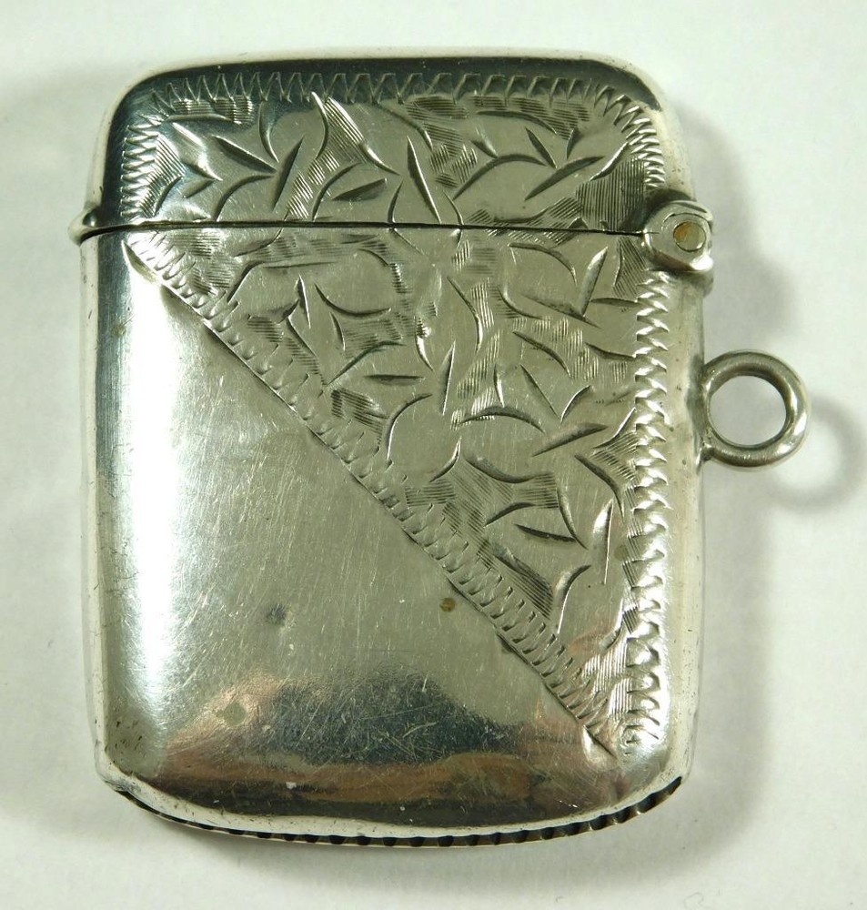 Antique Solid Sterling Silver Vesta Case Matchsafe 1910 Hallmark By Thomas Hayes