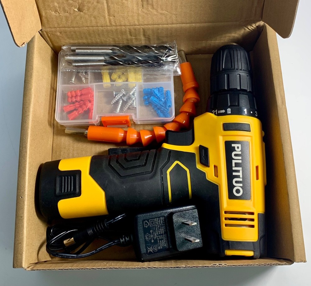 PULITUO Cordless 12v Drill/Driver Kit, Power Drill Set w/ Bits