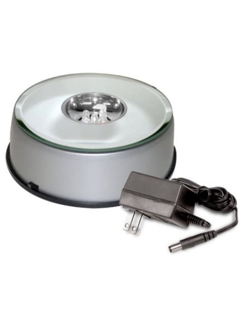 Rotating Lighted Display Stand (Black) - Multi Colored LED Lights, 360 Rotation