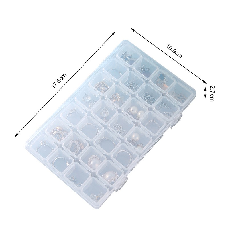 28 Grids Transparent Plastic Storage Jewelry Box Compartment Adjustable Box Case