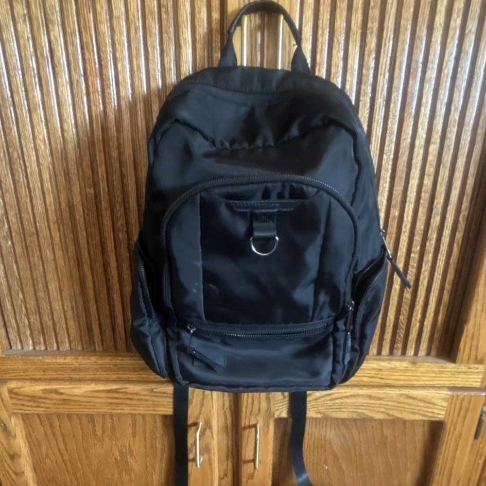 Black Solid Laptop Backpack Bag with Padded Shoulder Straps