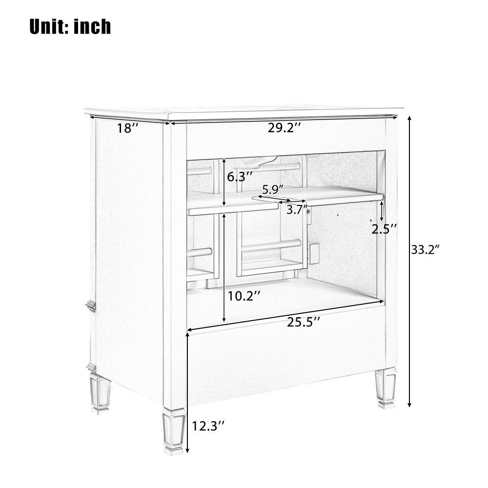 30" Bathroom Vanity with Sink Vintage Style, Multi-functional Storage Space
