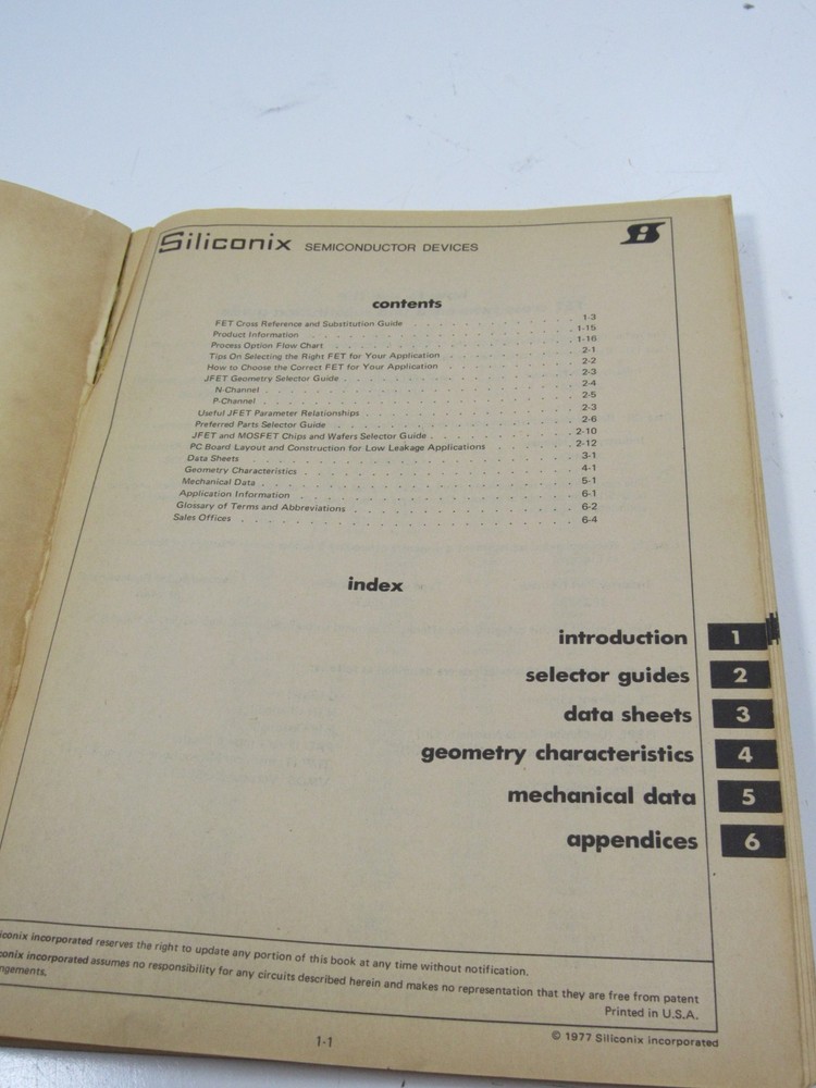 SILICONIX FET Data Book BHH 1977 #BS