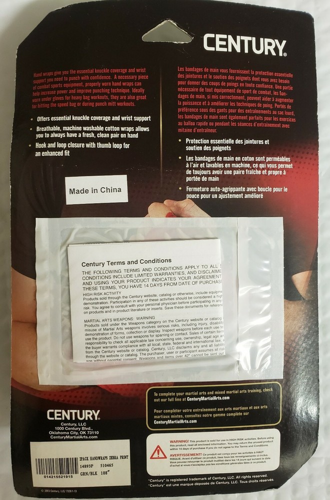 Century Handwraps 108" 2 pair Wrist Training Wraps