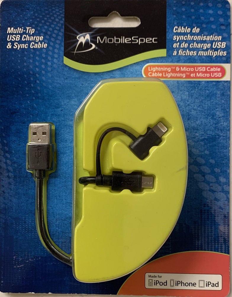 MobileSpec (MSUSBCML) Multi-Tip USB Charge & Sync 3ft Cable (for Apple Products)