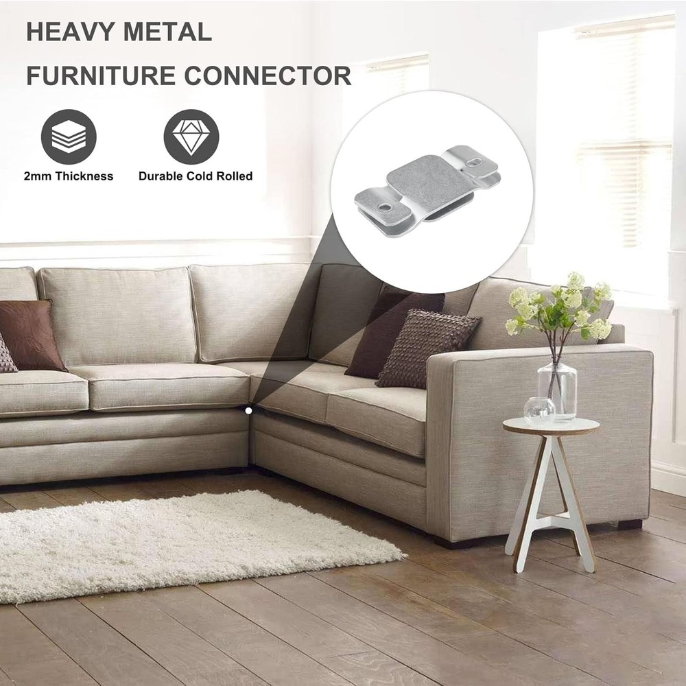 Interlocking Sectional Couch Connectors - 12 Clips with Easy Installation Screws