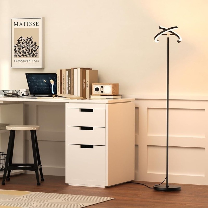 Contemporary Dimmable LED Floor Lamp Remote Touch Control Adjtable Lighting