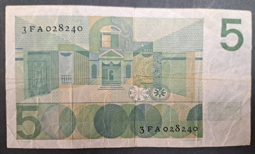 1966 Netherlands 5 Gulden P90a 3FA028240.