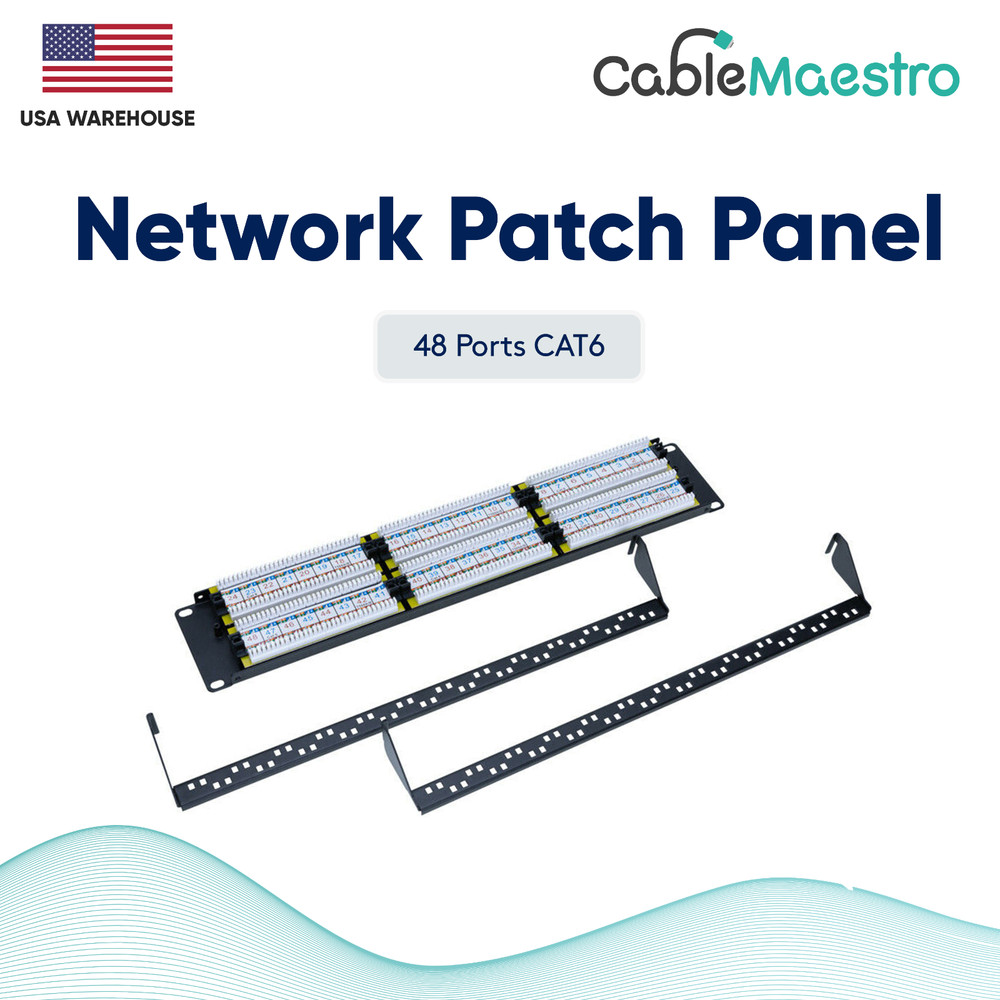 Patch Panel UTP 48 Port CAT6 RJ45 110 Network Surface Wall Mount Bracket