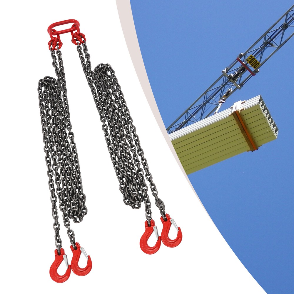 4 Roots Chain Sling Lift Chain 11023.11lbs Load Capacity +Self-locking HookTool
